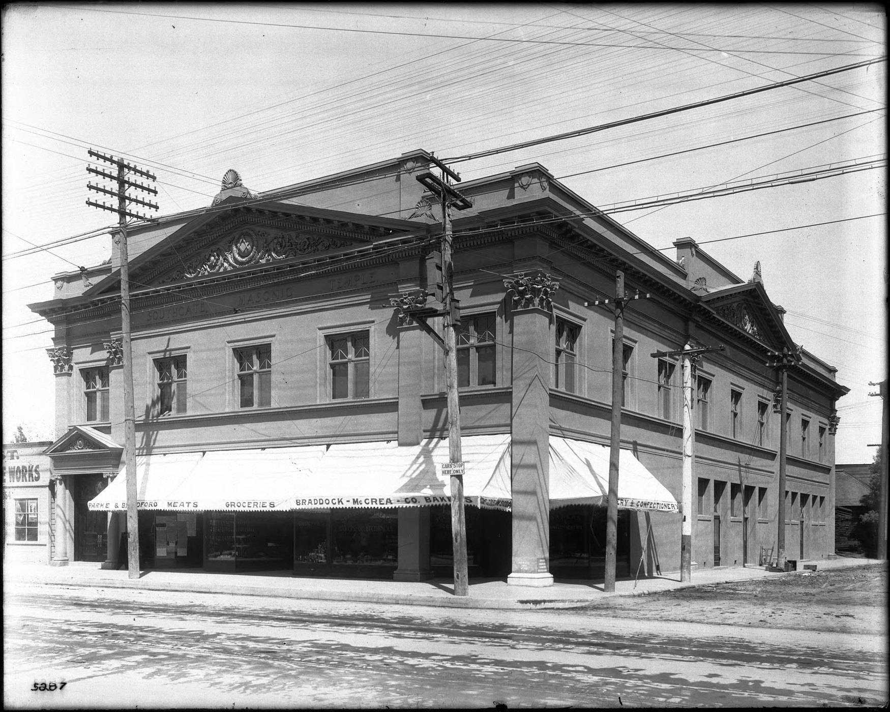 Historic South Gate Masonic Temple and grocery storefront